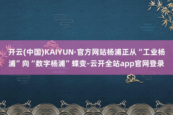 开云(中国)KAIYUN·官方网站杨浦正从“工业杨浦”向“数字杨浦”蝶变-云开全站app官网登录