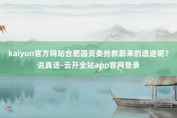 kaiyun官方网站合肥国资委抢救蔚来的遗迹呢？说真话-云开全站app官网登录