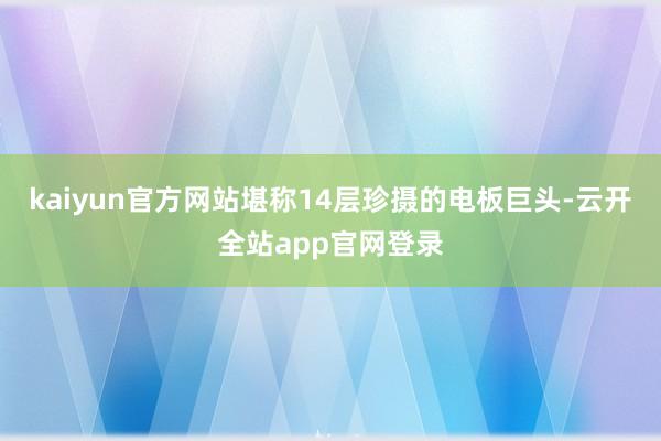 kaiyun官方网站堪称14层珍摄的电板巨头-云开全站app官网登录