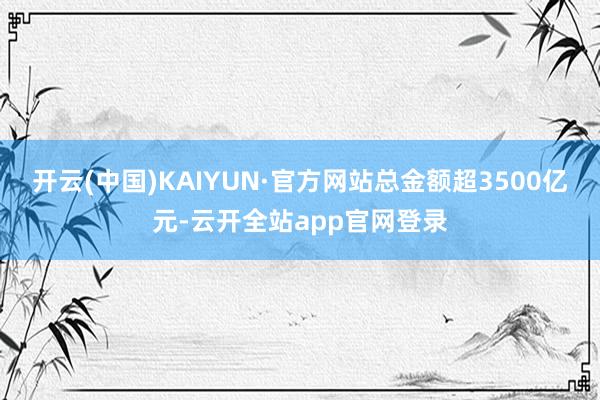 开云(中国)KAIYUN·官方网站总金额超3500亿元-云开全站app官网登录